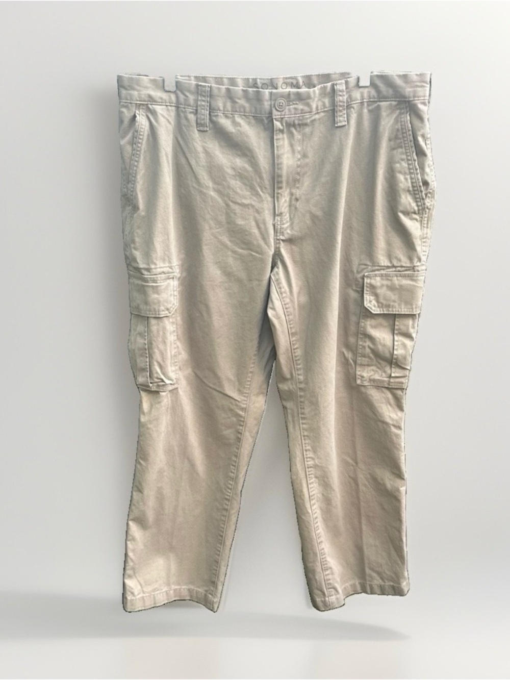 Sonoma Goods for Life Mens Khaki Cargo Pants 38x30 Tan Cotton Utility Trousers
